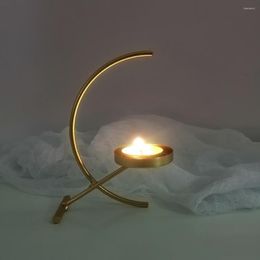 Candle Holders Moon Shaped Candlestick Tealight Brass Decor Plate For Home Coffee Table Gifts Wedding