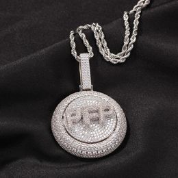 Hip Hop A-Z Custom Letters Pendant Necklace Rotatable Simulated Diamond Real Gold Plated Jewellery