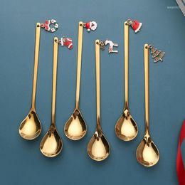 Dinnerware Sets Christmas Coffee Spoon & Fork Stirring Creative Dessert Tea Shovel Gift Box
