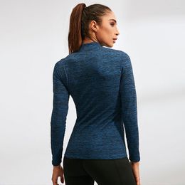 Active Shirts Running Tshirt Women Winter Velvet Fitness Yoga Wear Long-Sleeved Stretch Tights Stand-Up Collar Sports Sweater Gym Clothes