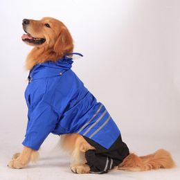 Dog Apparel Waterproof Big Raincoat Reflective Strip Jumpsuit Clothes For Large Dogs Hooded Pet Poncho Golden Retriever Samoyed