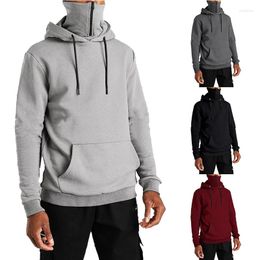 Men's Hoodies Man Winter Plus Velvet Zipper Mens Hoodie Solid Casual Splice Large Open-Forked Mask Sweatshirt Hooded Men Clothing