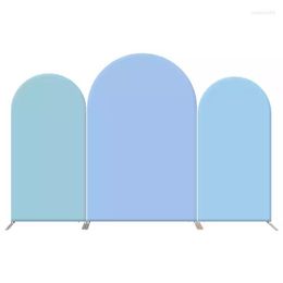 Party Decoration 3PCS Arch Shape Wedding Birthday Tension Fabric Backdrop Stand Blue Green