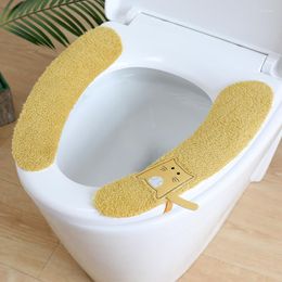 Toilet Seat Covers Warm Cover Cute Cartoon Style Soft Comfortable Easy Clean Washable Paste Home Bathroom Accessories