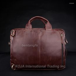 Briefcases Vintage Leather Men's Briefcase Trendy Shoulder Bag Messenger