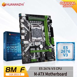 HUANANZHI 8M F LGA 2011-3 Motherboard with Intel XEON E5 2676 V3 combo kit set support DDR4 RECC NON-ECC memory NVME USB