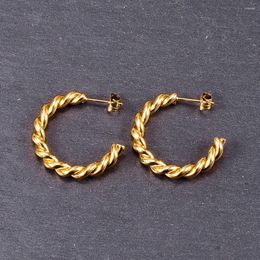 Hoop Earrings Gold Twist Wave Hoops Twisted Titanum Steel For Women Retro Chic
