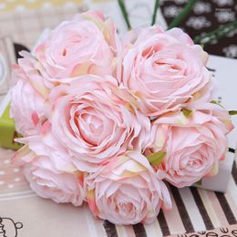 Decorative Flowers Top Quality Diameter 9cm Silk Rose Flower Head For Wedding Party DIY Decor Scrapbook Accessories Artificial Floral Home