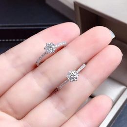 Cluster Rings Moissan Diamond Ring 925 Silver Eight Hearts And Arrows Style Wedding Essential