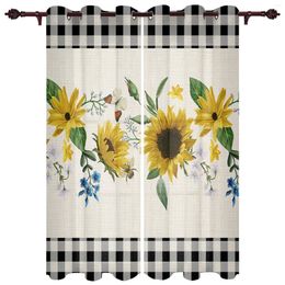 Curtain Idyllic Sunflower Butterfly Window Curtains For Living Room Kitchen Indoor Decor Treatment Valances