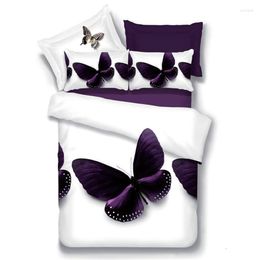 Bedding Sets Purple 3d Butterfly Set Super Soft Pure White Background Bed Cover 4 Pcs Roses Jacquard Duvet 985R