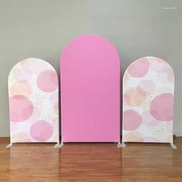 Party Decoration Pink 3Pcs Arch Shape Tension Fabric Backdrop Wedding Birthday Stand Custom Backdrops