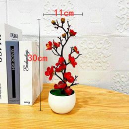 Decorative Flowers Fake Plum Blossom Artificial Plants Art Office Outdoor Plastic Bonsai Potted Decor Decoration Desk