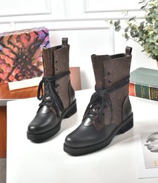 2023 Luxury Metropolis Ranger Woman Combat Boots Designers Martin Ankle Calfskin Leather And Canvas Flat Shoes Big Size 35 -41