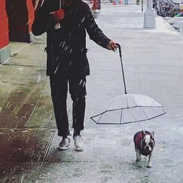 Dog Apparel Walking Waterproof Clear Cover Built-in Leash Rain Sleet Snow Pet Cat Umbrella Keeps Dry Comfortable In Snowing