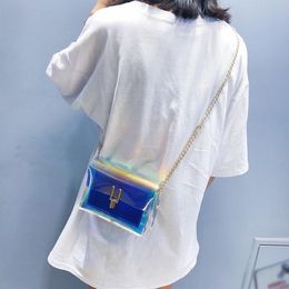Laser Jelly Clear Bags For Women Holographic Chain Transparent Bag Crossbody Bags Messenger Shoulder Bag Bolsa Feminina#N15250f