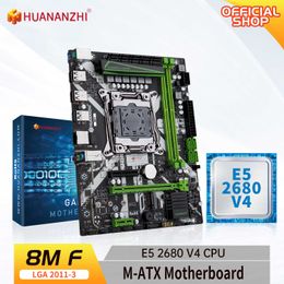 HUANANZHI 8M F LGA 2011-3 Motherboard with Intel XEON E5 2680 V4 combo kit set support DDR4 RECC NON-ECC memory NVME USB