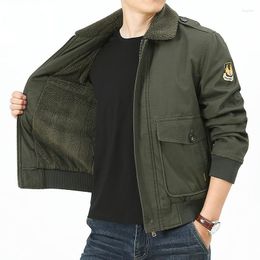 Men's Down Thick Fleece Winter Military Jacket Men Plus Size 4XL Multi-pocket Warm Parkas Fur Collar Bomber Jackets Hombre