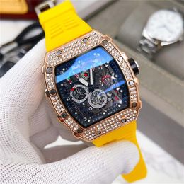 Fashion Men Women Watch Rubber Skeleton Diamond Watches Couple Gifts Iced Out Clock Montre De Luxe264K