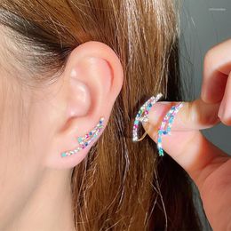 Backs Earrings Colorful Cubic Zirconia Ear Climber Curved Line Shape Crawlers Delicate Jewelry For Women