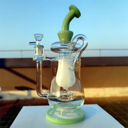 11 Inch Heady Bong Glass Water Pipe Large Lookah Luxury Cream Green Thick Hookah Dabber Rig Recycler Pipes Water Bongs Smoking with 14mm Male Joint Bowl and Banger