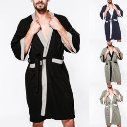 Men's Sleepwear Mens Bathrobe Soft Cotton Spring Robe