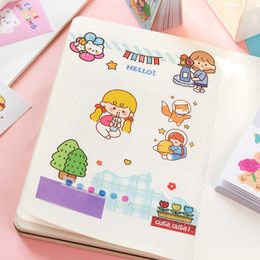 50 Sheets Cute Cartoon Girls Rabbit Bear Stickers Scrapbooking Journal Diary Planner Notebook Decorative Materials Stationery