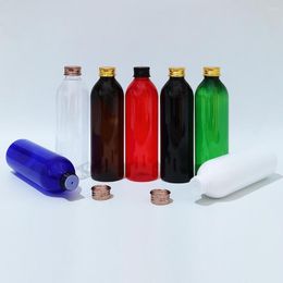 Storage Bottles 250ml White Brown Empty PET Plastic Bottle With Aluminum Screw Cap Cosmetic Liquid Soap Container Shampoo Essential Oil