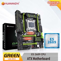 HUANANZHI GREEN 2.49 LGA 2011 motherboard with Intel XEON E5 2689 combo kit set support DDR3 RECC memory USB SATA NVME M.2 SSD