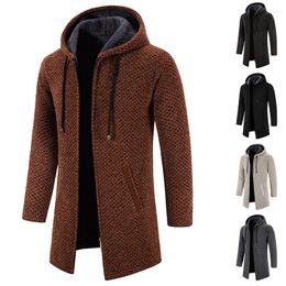 Men's Sweaters Fleece Cardigan Men Hooded Warm Sweatercoat Thick Keep Fashion Winter Sweater Jackets Knitted Coats Man Clothes