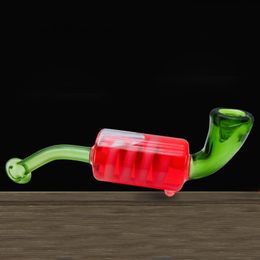 Latest Colorful Liquid Filling Spiral Coil Filter Pipes Pyrex Thick Glass Tube Handpipe Portable Handmade Dry Herb Tobacco Oil Rigs Freezable Bong Hand Smoking DHL