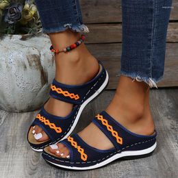Sandals Low Slope Woven Slippers Large Size Casual Lightweight Breathable Women's Shoes
