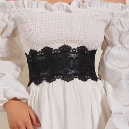 Belts Black Lace Waist Belt Wide Elastic Corset Dress Skirt Coat Decorative Girdle Faux Leather Waistband Fashion Seal