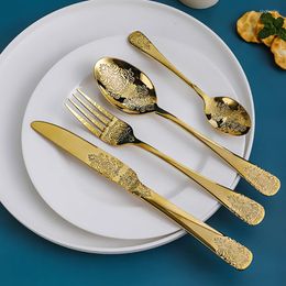 Dinnerware Sets 1PC Stainless Steel High-End Tableware Gold Silver Spoon Fork Knife Coffee Spoons Cutlery For Home Kitchen Flatware