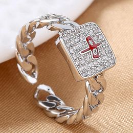 Cluster Rings S925 Sterling Silver Ring Personalised Mahjong Open Zircon For Women Fashion Engagement Party Gift Jewellery