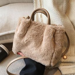 Evening Bags Faux Fur Large Tote Bag 2022 Winter High-quality Plush Women's Designer Handbag Large-capacity Travel