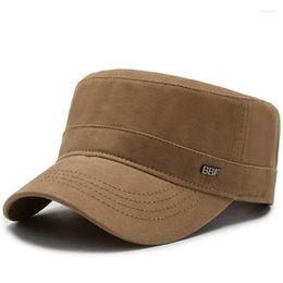 Berets Men's Washed Cotton Military Hats Adjustable Size Navy Hat Men Flat Cap Bone Simple Casual Sports Caps Snapback Dad's