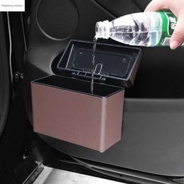 Car Trash Bin Hanging Vehicle Mini Garbage Dust Case Storage Box Square Pressing Type Trash Can Auto Interior Accessories