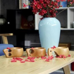 Cups Saucers Handmade Beech Wooden Nordic Style Traditional Outdoor Wood Wine Elephant Single Hole Double Coffee Tea