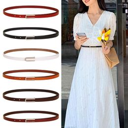 Belts Women Retro Vintage Casual Trouser Dress Thin Waist Strap Metal U Buckle Waistband Genuine Cowskin Leather Belt