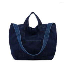 Evening Bags Denim Bag For Women Single Shoudler Pack Large Capacity Ladies Handbag Girls Shopping Daypack Dark Blue Heavy Duty Satchel