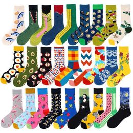 Men's Socks Men's Colourful Casual Happy And Funny 1 Pair Printed Unisex Fashion Male Sox Combed Cotton EU 38-45 Size