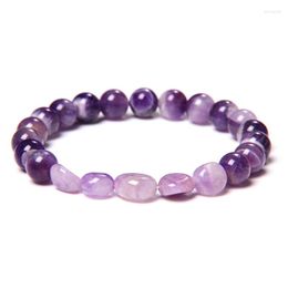 Strand Natural Amethysts Bracelet Irregular Chip Stone Beads Bracelets For Women Men Lapis Lazuli Moonstone Elastic Bangles