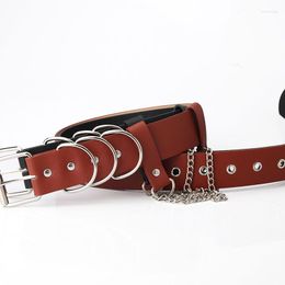 Belts Punk Chain Belt For Women Men Fashion Harajuku Waistband Pin Buckle Single Row Hole Eyelet Decorative Waist Jeans