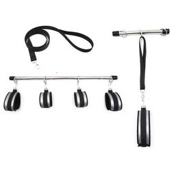 Beauty Items BDSM Restraints Shackles Spreader Bar Bondage Set With Handcuffs Ankle Cuffs Collar For Fantasy Fetish Training Slave Role Play