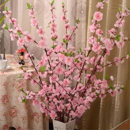 Decorative Flowers 4pcs Door Lintel Flower 50"/128cm Artificial Cherry Tree Branch Silk Spray Wedding Decor Sakura Peach Blossom