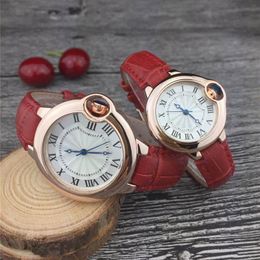 Top Brand Men and Women Watches Stainless Steel Case and Colourful Leather Strap Dress Watch Battery Quartz Movement Splash Waterpr233h