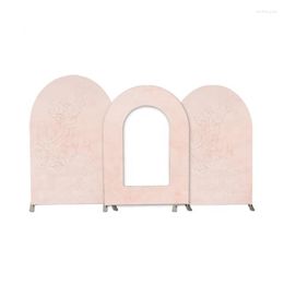 Party Decoration Nude Color Arch Backdrop Double Side Polyester Fabric Birthday Wedding Chiara Covers 3 Metal Stand Frames