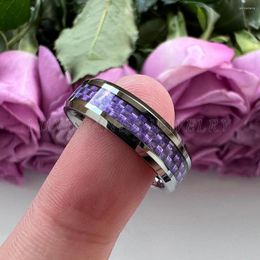 Wedding Rings 6mm 8mm Green Blue Tungsten Ring For Men Women Purple Carbon-Fiber Inlay Beveled Edges Polished Finish Comfort Fit