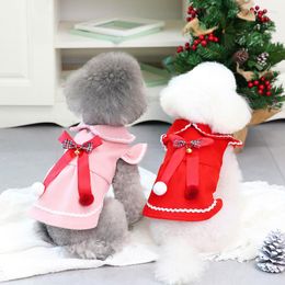 Dog Apparel Pet Christmas Luxury Clothes Bow Skirt Autumn Winter Princess Dress For Small Dogs